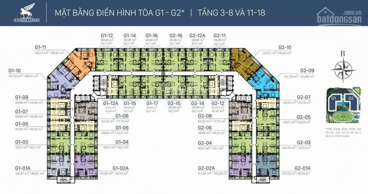 Chính Chủ Bán Nhanh Gấp Ch Sunshine Garden Tầng 1805-g2(93m2) & 1515-g2 (93m2) & 1206-g1 (45m2) 32tr/m2 O98 1917883 1