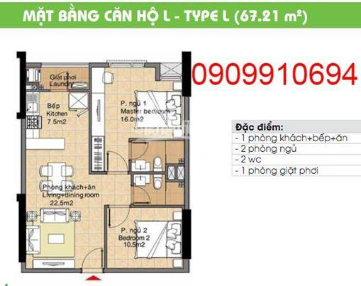 Chính Chủ Cho Thuê Nhanh Căn 67m2, 2pn, 2wc, Full Nội Thất, Giá 7tr/tháng, Lh 0909910694 4