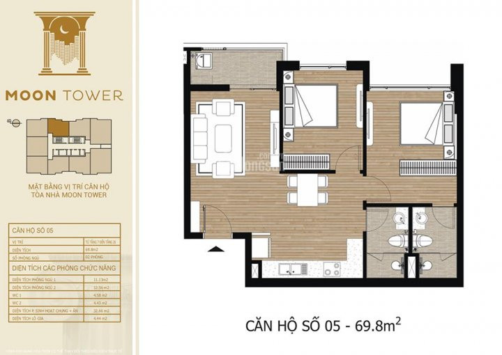 Chuyển đổi Nhu Cầu Sử Dụng Bán Căn 2pn/ Dt 70m2 Toà Moon Tầng 16, Tây Hồ Residence, Giá 365 Tỷ 1