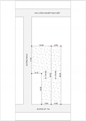 đất Mặt Tiền đt 744, An Tây Gần Ngã Ba đèn đỏ Giao đt 744 (6x36m, Tc 100m2), Giá 2,2 Tỷ 1