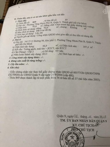 Kẹt Tiền Bán Nhà Mới Xây Trệt 2 Lầu Hẻm 34 đường 6, Phường Tnp B, Quận 9 (đã Hoàn Công) 3tỷ650/92m2 2