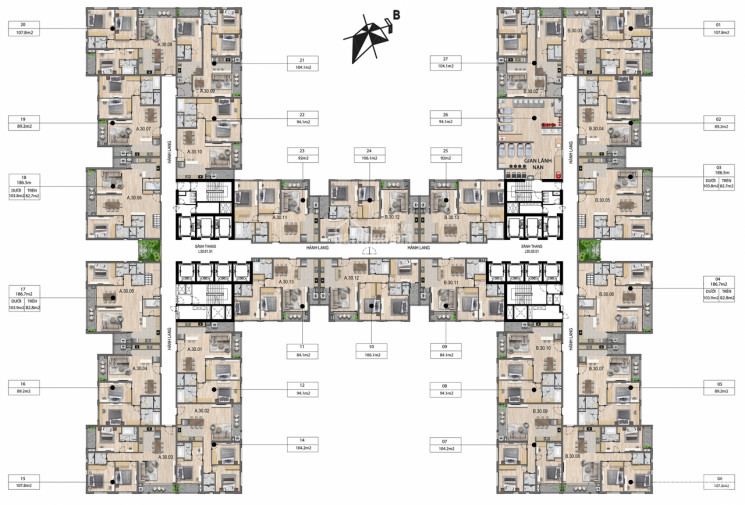 Quỹ Căn Giới Hạn - Diện Tích 89m2 - View Tây Nam Svđ Mỹ đình - Căn 2pn- 2wc- 2logia - The Zei 8