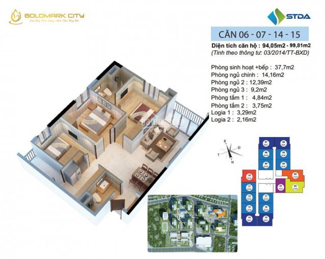 Chính Chủ Bán Nhanh Cắt Lỗ 200 Triệu Căn Số 15, 99m2 Tầng Thấp Chung Cư Goldmark City Căn Góc 2 View đẹp, Về ở Ngay 2