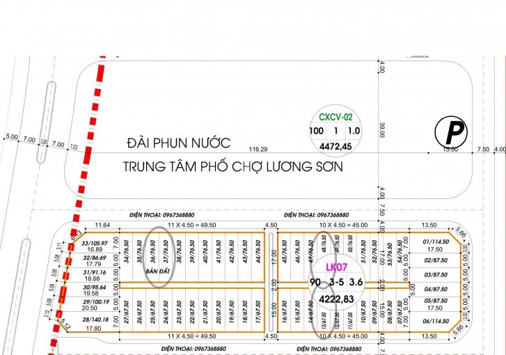 Chính Chủ Bán Nhanh Lô Mặt đài Phun Nước Trung Tâm Phố Chợ Dt 76,5m2 Lk 07 Lương Sơn, Hòa Bình 7