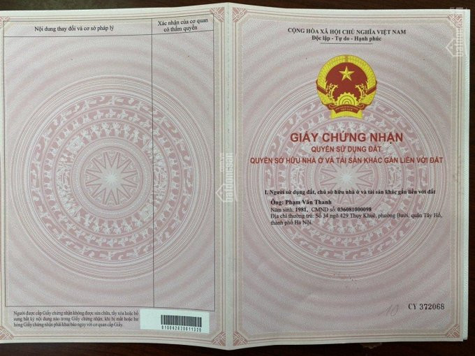 Chính Chủ Còn Căn Duy Nhất 36,9m2 Cạnh Khu đô Thị Vinhomes Smart City Và Khu đô Thị Hữu Hưng Tây Mỗ 2