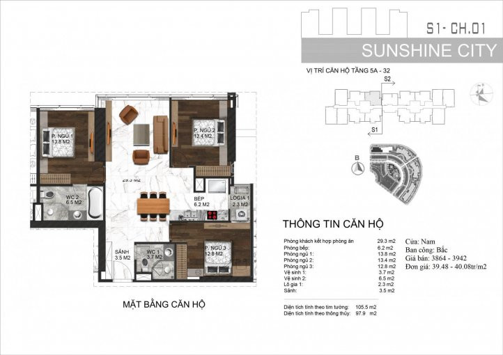 Chủ Nhà Bán Sunshine City Căn 3pn 1055m2 Tầng Trung View Sông Hồng Giá 3,56 Tỷ Lh 0964687503 1