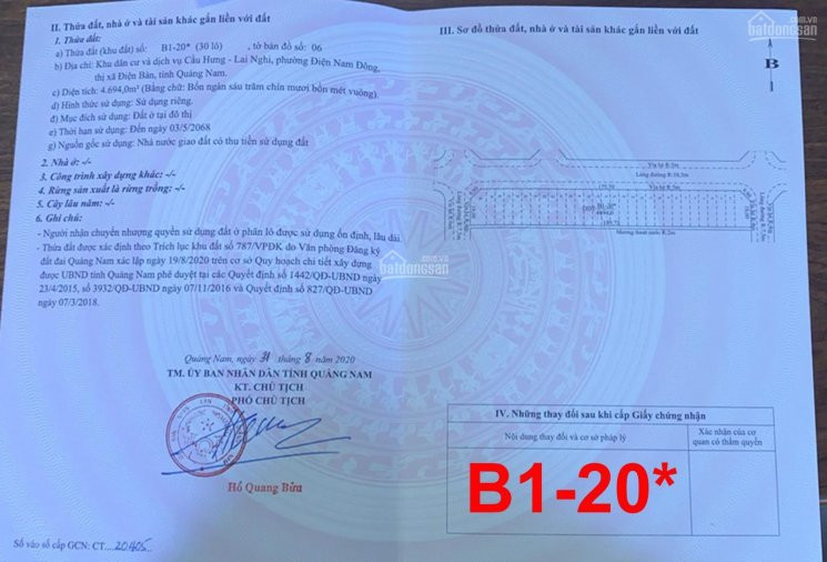 Phố Chợ Lai Nghi: Bán Lô đất B1 - 20* (có Sổ) Giá 14,5tr/m2; đường 20,5m Thông đường đt 607b Và Gđ2 2