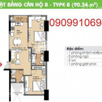 Chính Chủ Bán Nhanh Căn Hộ 90m2, 2pn, 2wc, Giá 1 Tỷ 750tr, Lh 0909910694