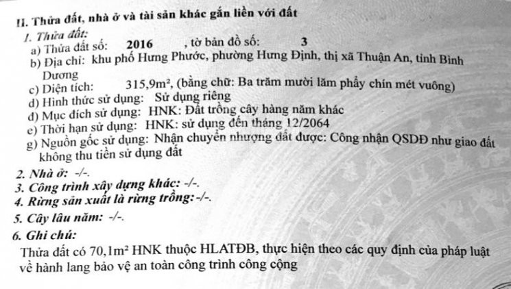 Chính Chủ Bán Nhanh 159m2 đất Mặt Tiền đường Nhà Thờ Búng, Hưng định, Thuận An, Bình Dương H Tây Bắc 32 Triệu/m2 2