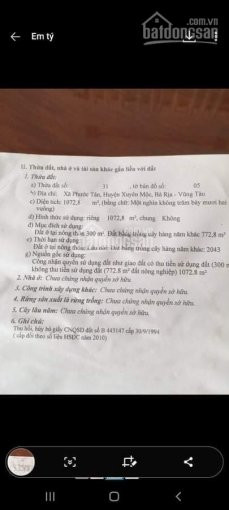 đất Phước Tân, Xuyên Mộc, Ngang 24 Dài 44m Thổ Cư 300m, Cách Chợ Cây điệp Và Tỉnh Lộ 328 Vào 150m 3