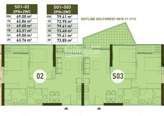 độc Quyền! Tầng 5 - 10,16, 17 - 30 - 36 Sol Forest - Tặng Vàng - Htls 0%/85%, Lh 0918114743 4