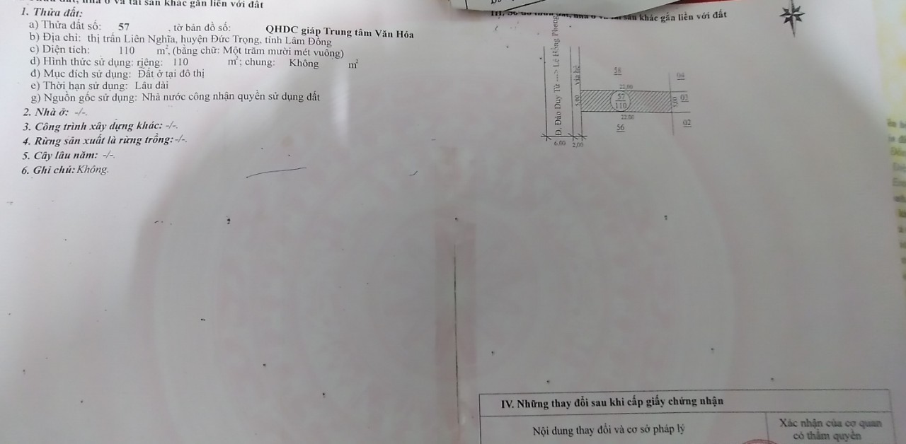 Cần bán Nhà mặt tiền đường Đào Duy Từ, Thị trấn Liên Nghĩa, Diện tích 110m², Giá Thương lượng 5