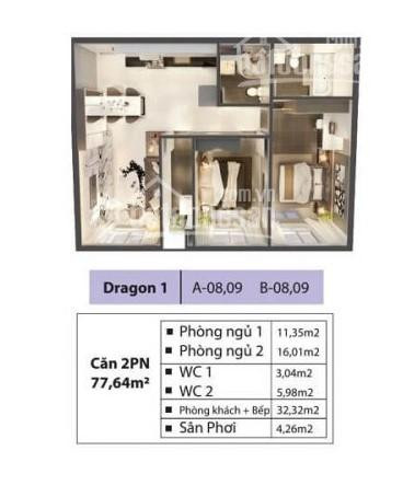 Căn Hộ 78m2 Dragon 1 Tổng Giá Chỉ 2,753 Tỷ Thanh Toán 2,08 Tỷ Sở Hữu 70% Tiến độ Hiện Tại! 2