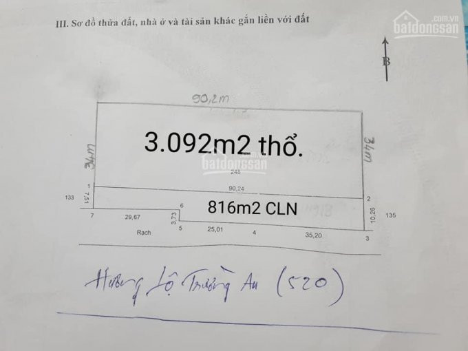 Chính Chủ Bán Nhanh 3909m2 đấy Mặt Tiền Hương Lộ Trường An 90x43m Có 3092m2 Thổ, 4200000đ/m2 5