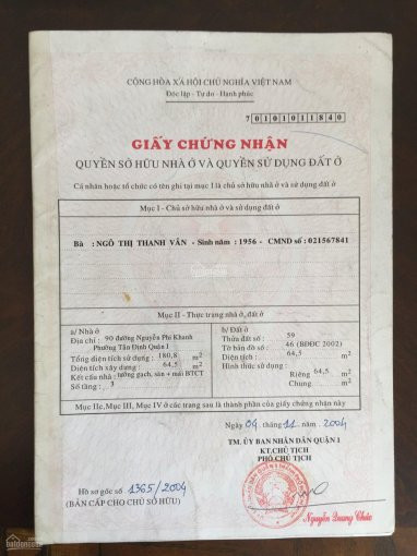 Chính Chủ Bán Nhanh Nhà 90 Nguyễn Phi Khanh, P Tân định, Q1 2