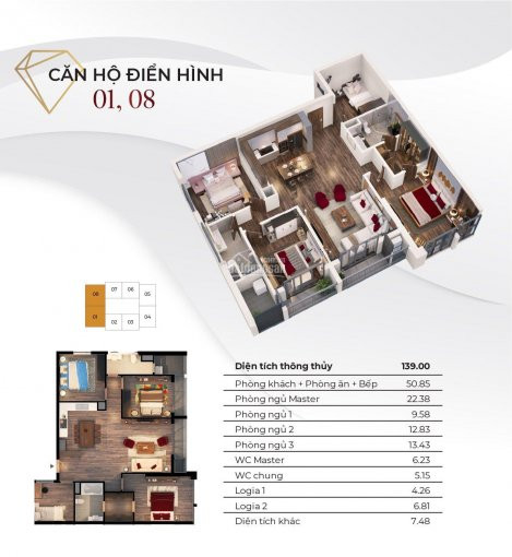 Trực Tiếp Cđt Bán Căn Hộ Tầng Trung Dt 139m2- 4 Phòng Ngủ Ban Công đông Nam Tòa Diamond 7