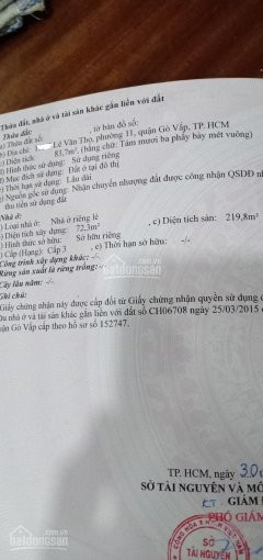 Chính Chủ Bán Nhanh Gấp Biệt Thự Lê Văn Thọ, P11, Gò Vấp Dt: 6,7x15m, Trệt 2 Lầu, St Trước Sau, Giá 8 Tỷ 7