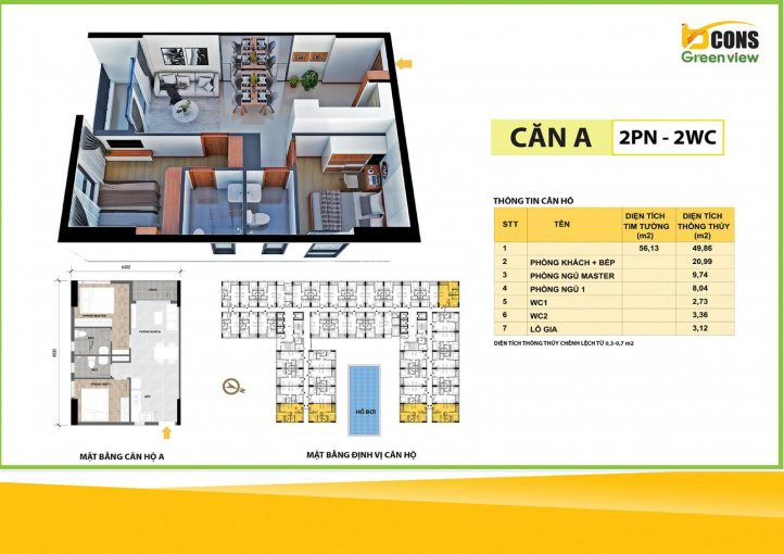 Hot! Bao Giá Rẻ Nhất Căn Hộ Bcons Green View Căn 44m2 - 1tỷ370, 51m2 - 1tỷ5, Căn Góc 56m2 - 1tỷ7 6