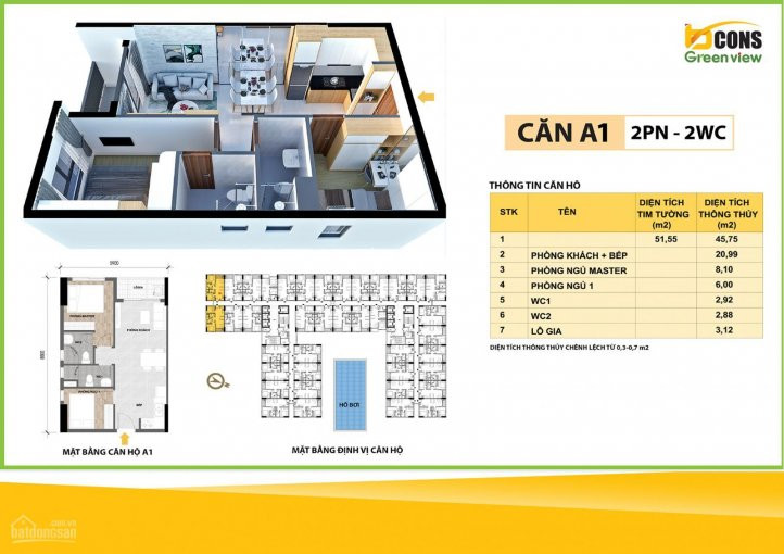 Hot! Bao Giá Rẻ Nhất Căn Hộ Bcons Green View Căn 44m2 - 1tỷ370, 51m2 - 1tỷ5, Căn Góc 56m2 - 1tỷ7 7