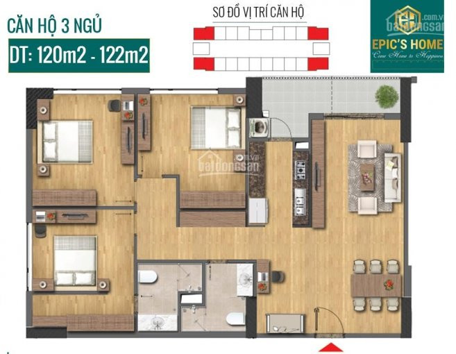 Top 5 Căn 122m2 Ngoại Giao Tầng đẹp 9,15,22,25 Dự án Epic Home, Giá Rẻ Hơn Thị Trường, Từ 3,2 Tỷ 1