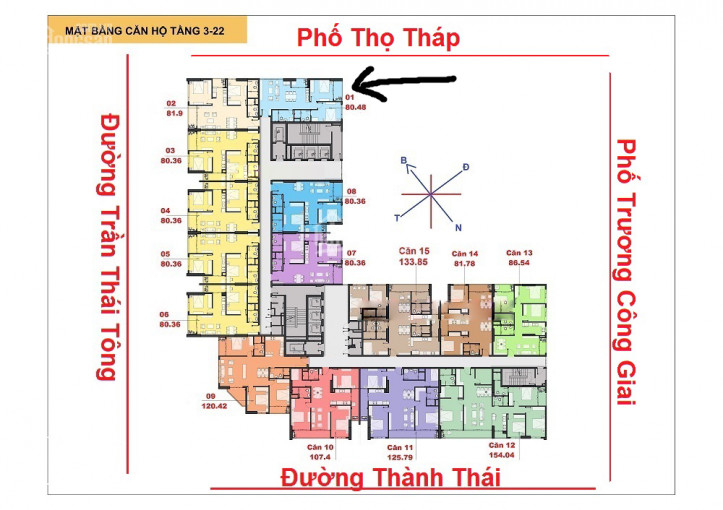 Căn Góc 02pn Tầng 6 Dự án The Park Home Trần Thái Tông 1