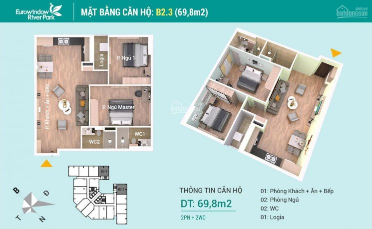 Căn Góc Chung Cư Eurowindow đông Trù 69m2, Giá 18,3tr/m2 đã Hoàn Thiện Nhận Nhà ở Ngay 1