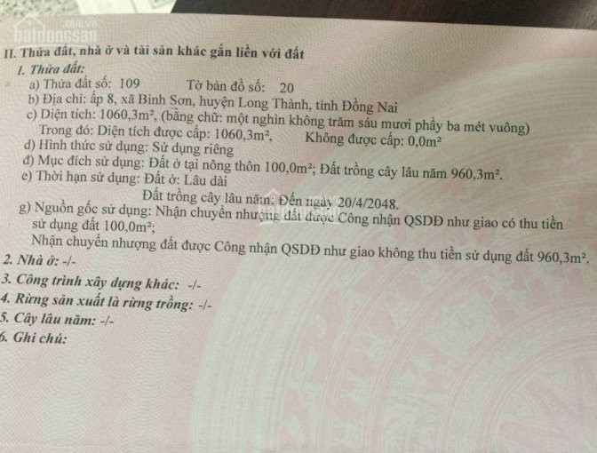 Chính Chủ Bán Nhanh Gấp 1063m2 Có Thổ Cư Ngay Khu Tái định Cư Lộc An Bình Sơn & Khu đấu Giá 24ha Sân Bay Long Thành 3