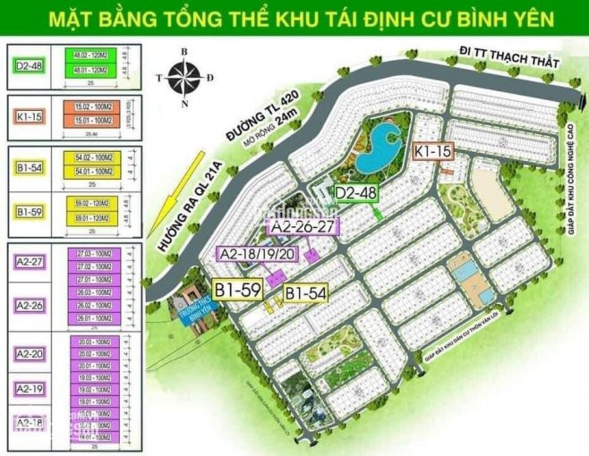 Chính Chủ Cần Bán đất Nền Hòa Lạc, Tái định Cư Bình Yên, Diện Tích 50m2 - 100m2, Giá Chỉ Hơn 1ty/lô 1