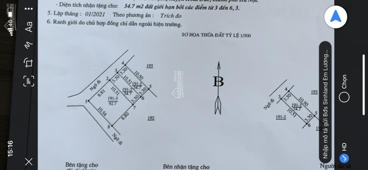 Tôi Chính Chủ Bán Mảnh đất Tại Di Trạch, Hoài đức 69m2 ô Tô Vào Giá 41tr/m2 (tách đôi đẹp) 1