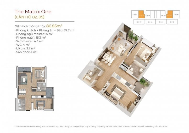 Căn 2pn Dự án Matrix One Giá: 3,758 Tỷ Chiết Khấu 13,5% Tặng Gói Tân Gia 150tr Hỗ Trợ Ls = 0%/36th 1