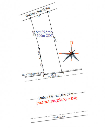 Chính Chủ Bán Nhanh Lô đất Mặt Tiền đường Lê Chí Dân, Ngang 1123m, Gần Ngã Tư Cây Me 1