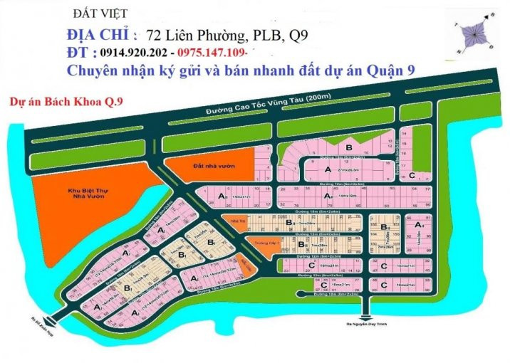 Chính Chủ Cần Bán Lô đất B1 Dự án Bách Khoa, Phú Hữu, Quận 9, Giá 43 Triệu/m2, Dt 210m2 1