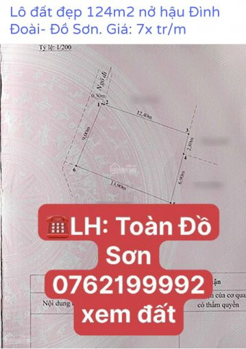 Lô đất đẹp 124m2 Nở Hậu đình đoài- đồ SơnGiá: 7x Tr/m 1