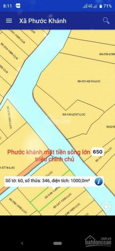 Phước Khánh Tôi Cần Bán Gấp Lô đất Có Dt:1000m2 Mt Sông Giá Bán 650tr Trọn Sổ 2