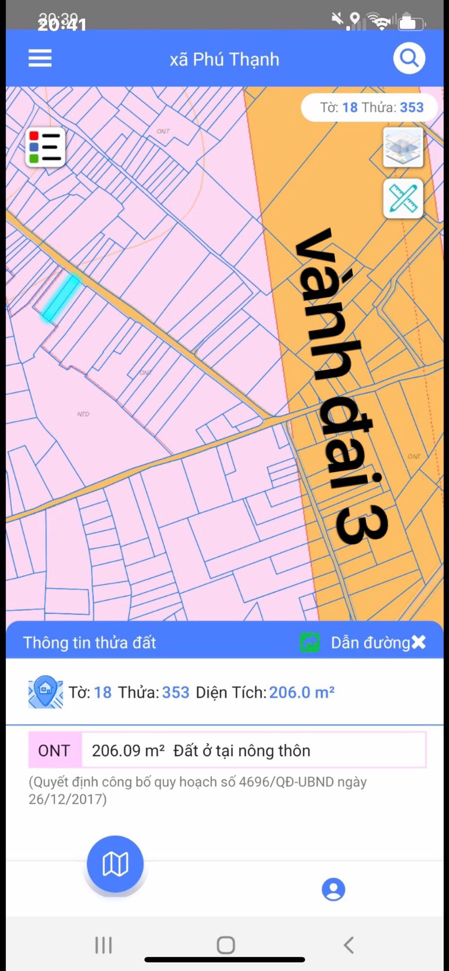 Cần bán Đất đường Lý Thái Tổ, Xã Phú Thạnh, Diện tích 206m², Giá 3.3 Tỷ - LH: 0962575768