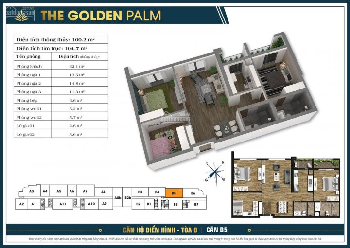 Chính Chủ Bán Cc The Golden Palm21 Lê Văn Lương Căn B-2501(63,5m2) Và B-2305(100,8m2) Giá 38tr/m2 2