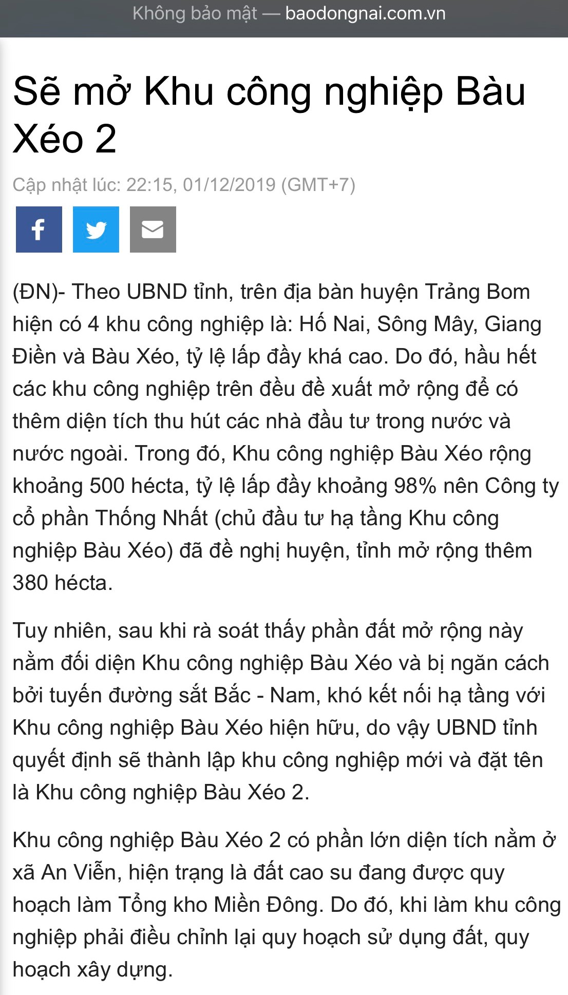 Đất đối diện KCN Bàu Xéo 2, An Viễn Đúng 6tr5/m2 2