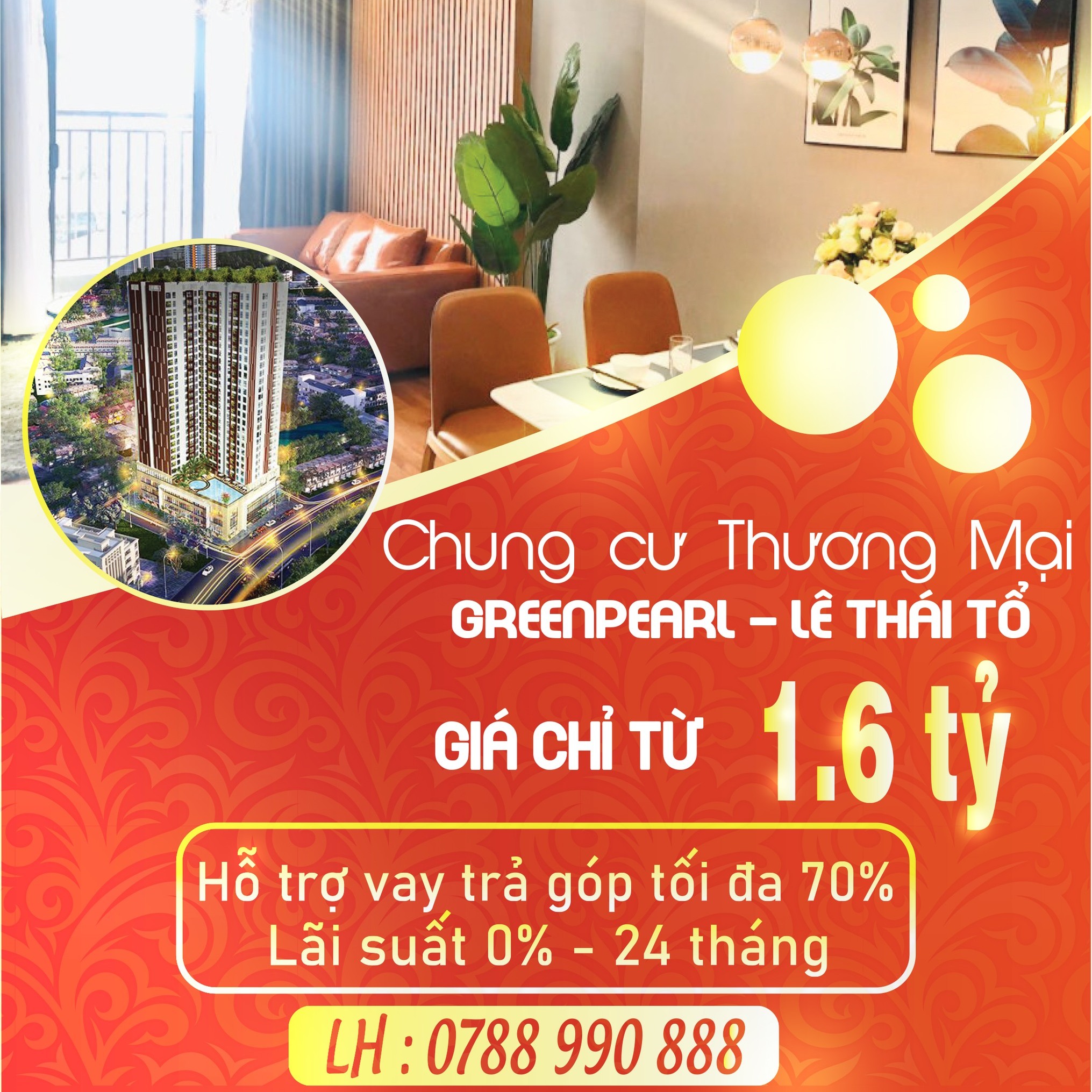 Cần bán Căn hộ chung cư dự án Chung cư Green Pearl Bắc Ninh, Diện tích 75m², Giá 1.700.000.000 Tỷ - LH: 0988693800 3