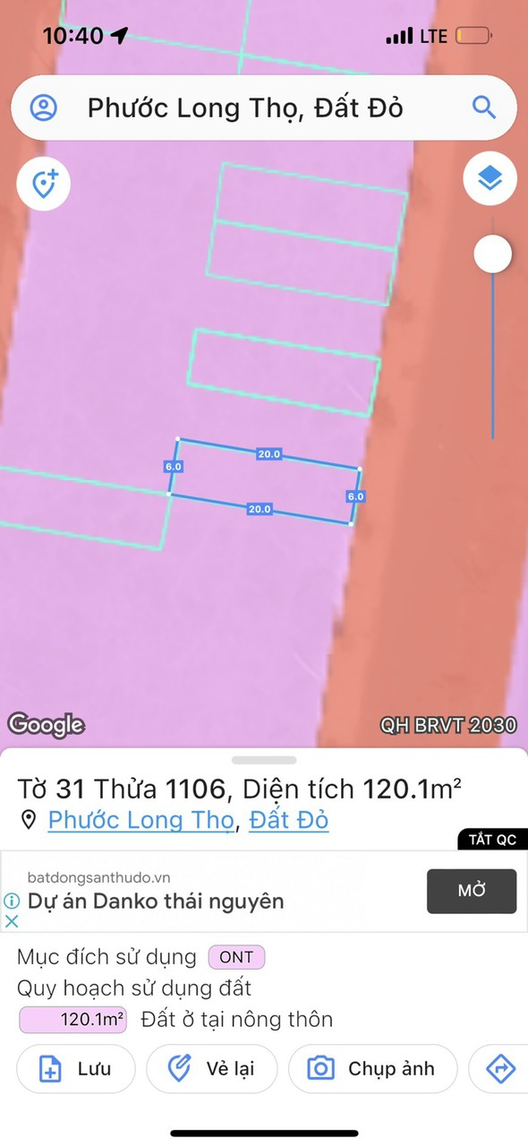 Cần bán Đất đường 55, Thị trấn Đất Đỏ, Diện tích 120m², Giá 1 Tỷ 2