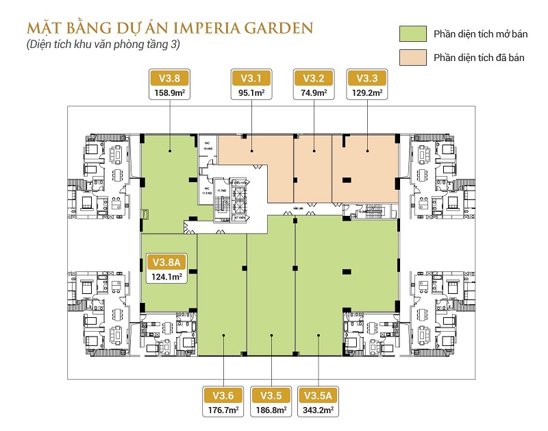 Cần bán sàn văn phòng Imperia Garden trung tâm quận Thanh Xuân DT 150m 26Tr/m 2