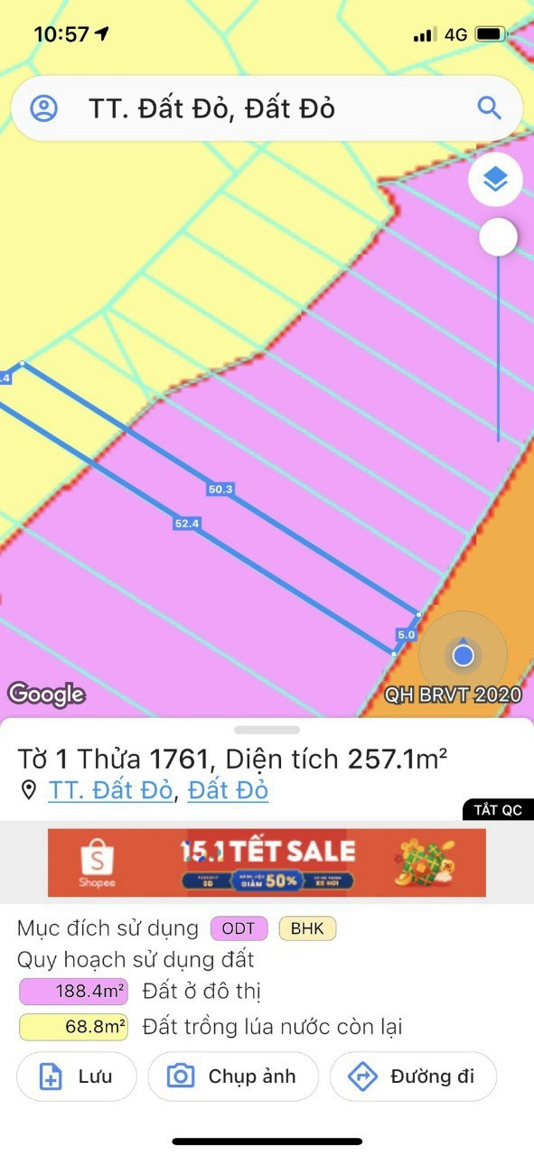 Cần bán Đất Thị trấn Đất Đỏ, Đất Đỏ, Diện tích 257m², Giá Thương lượng - LH: 0932042603 3