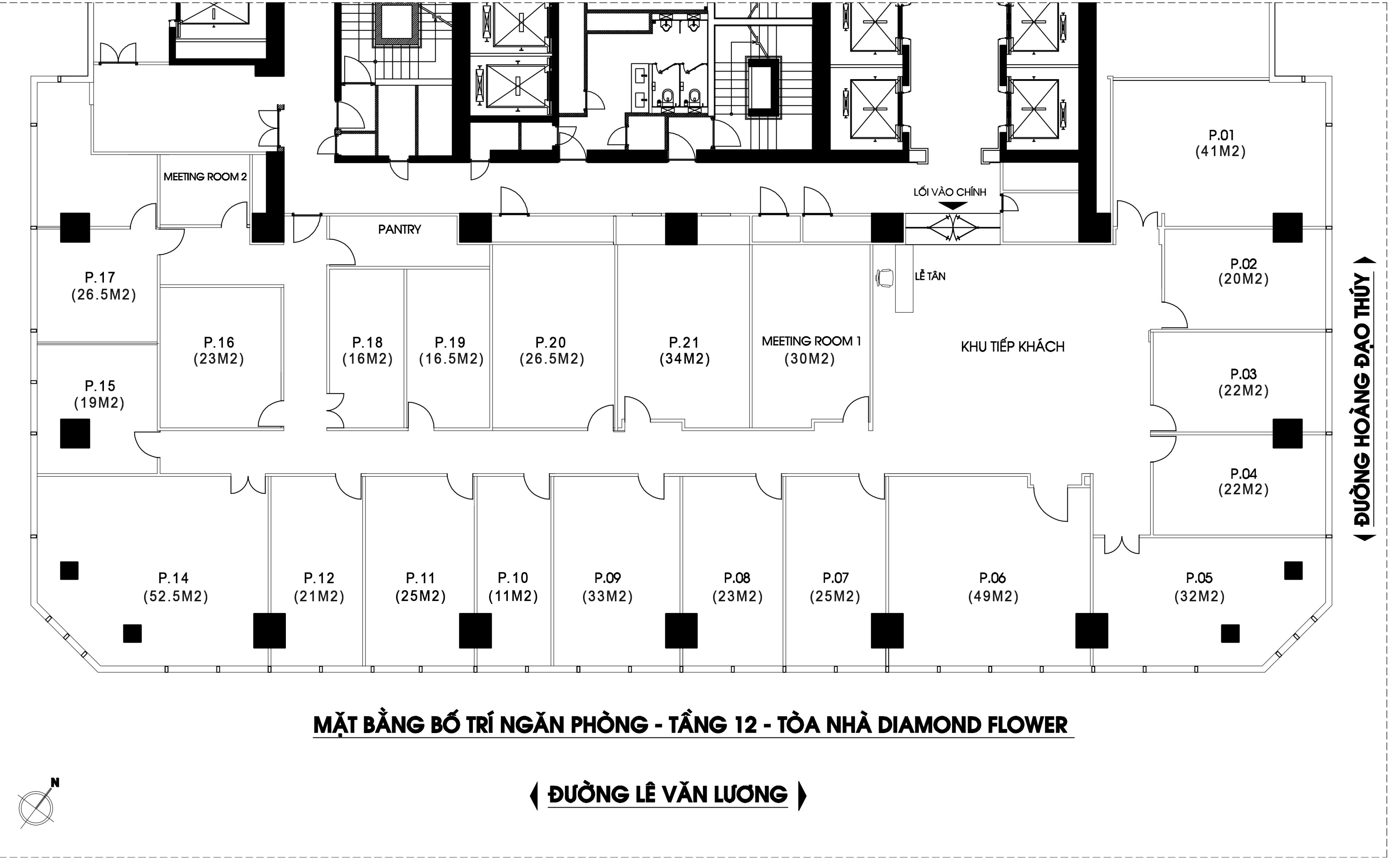 Tòa Diamond Tower số 1 Hoàng Đạo Thúy cần bán/cho thuê các diện tích sau: