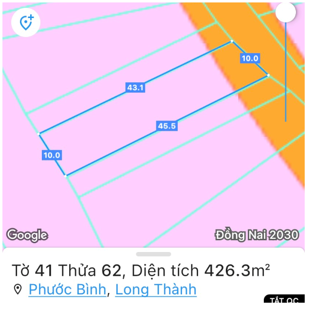 Đất ở mặt tiền nhựa 16m, DT 427m2, Chỉ 3.4 tỷ, ngay UBND Phước Bình, Long Thành 1