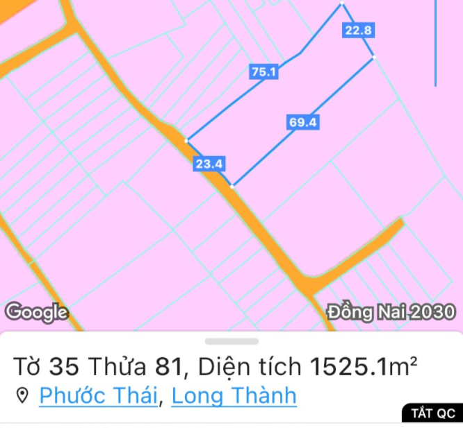Đất ONT gần sân bay Long Thành, 1525m2, Chỉ 7 tỷ, Chủ ngộp gấp bán 3