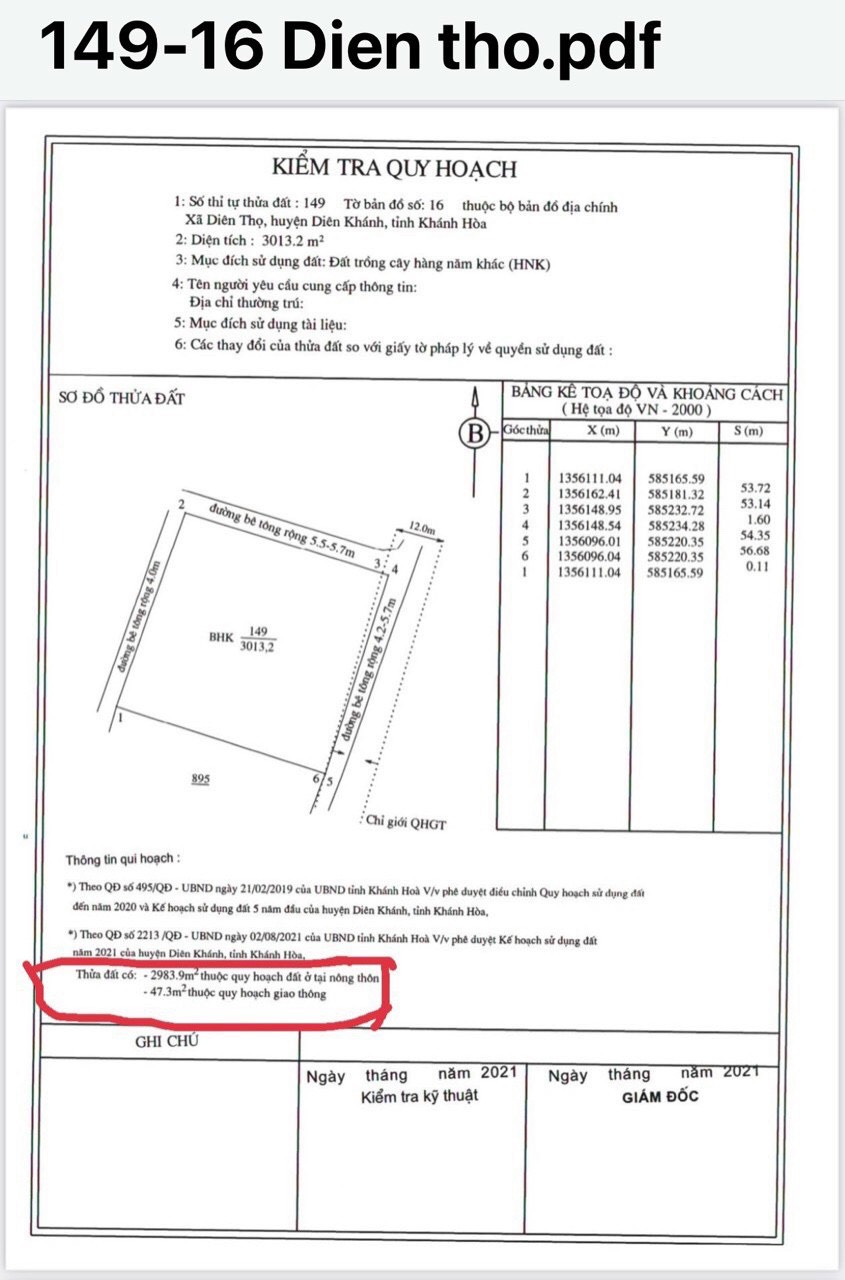 Cần bán Đất đường Cây Duối, Xã Diên Thọ, Diện tích 3000m², Giá 12.6 Tỷ - LH: 0901139560 2