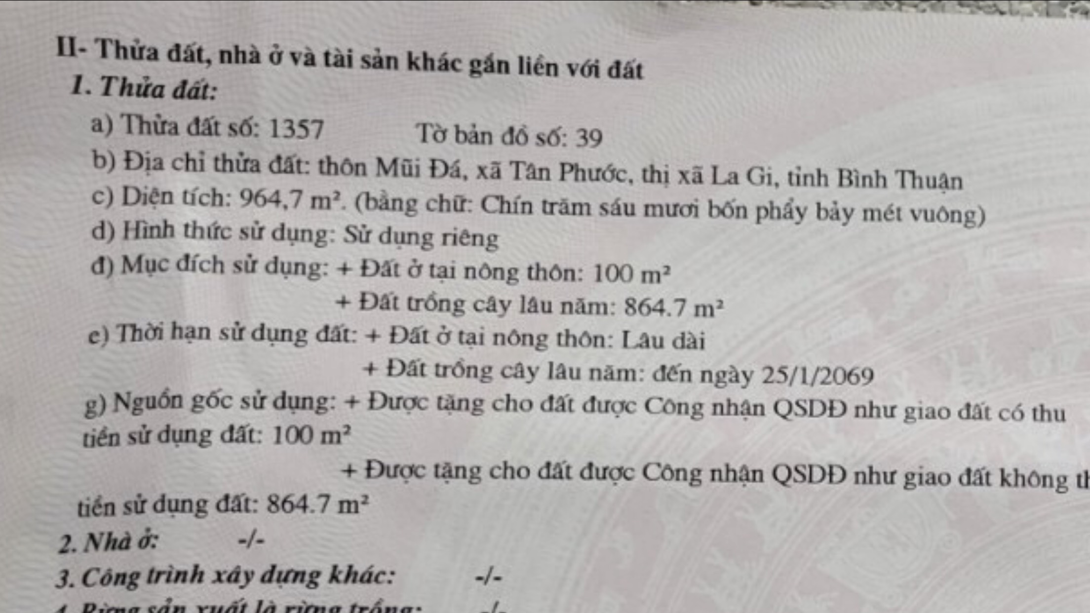 Cần bán Đất Xã Tân Phước, La Gi, Diện tích 964m², Giá 9,1 Tỷ - LH: 0336819738 6