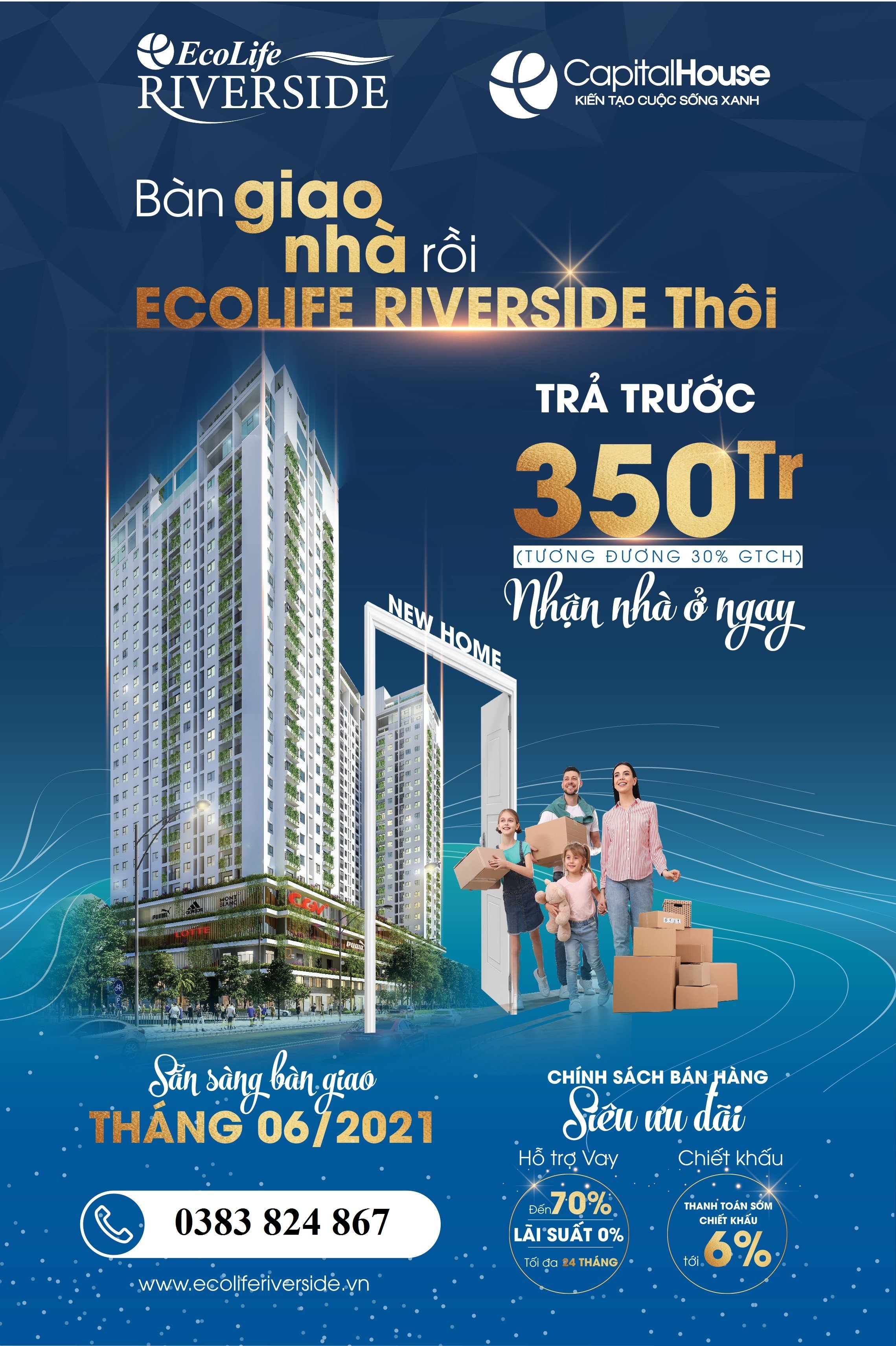 Chung cư mới Ecolife Riverside Quy Nhơn - Giá 1tỷ2/căn 5