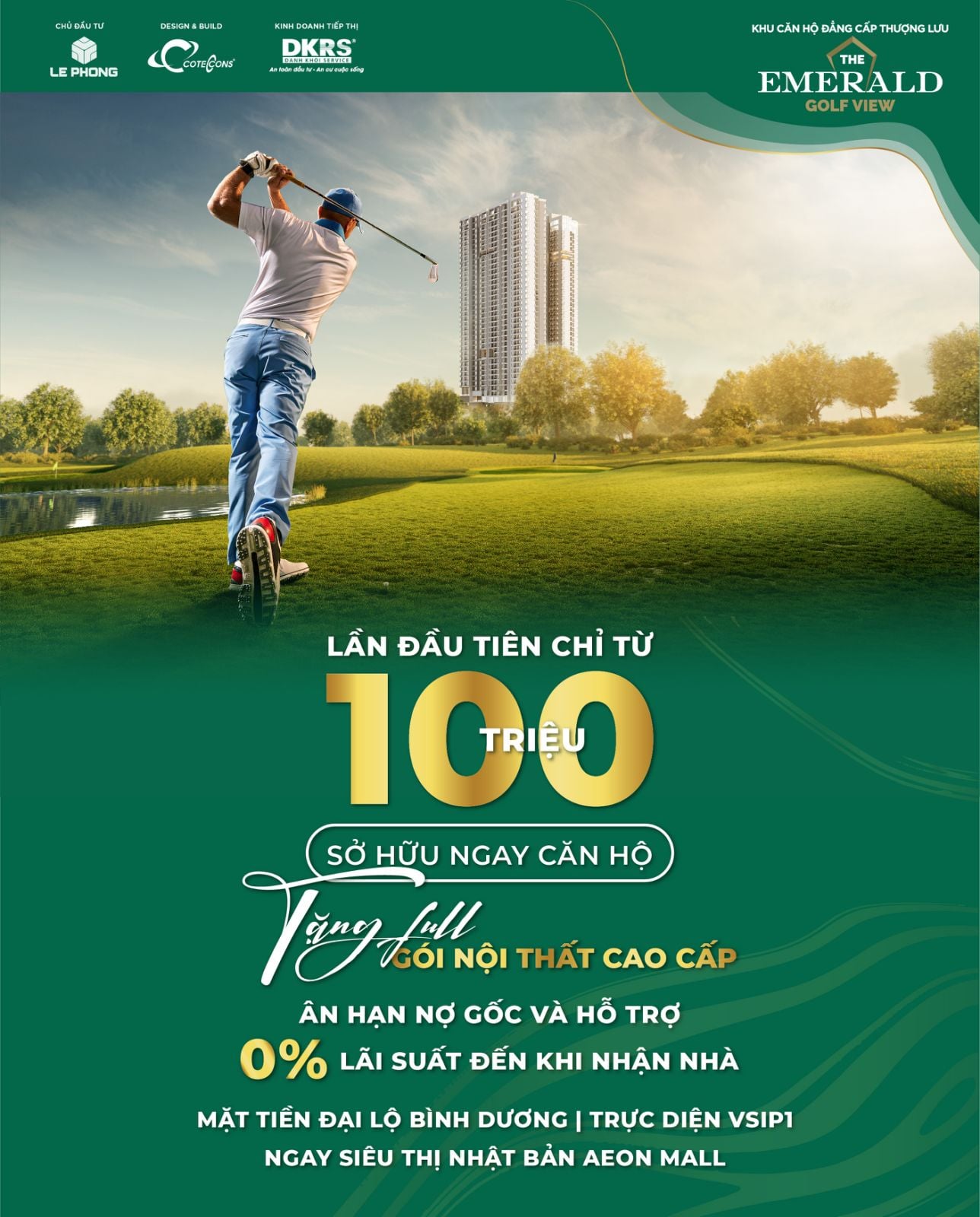 The Emeral Golf View mở bán căn full nội thất thanh toán 100tr ký ngay HĐMB
