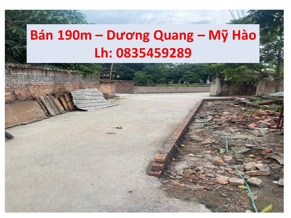 Chính chủ cần bán đất thổ cư: Dương Quang, TX Mỹ Hào, Hưng Yên Lô góc 190m2: lh 0835459289