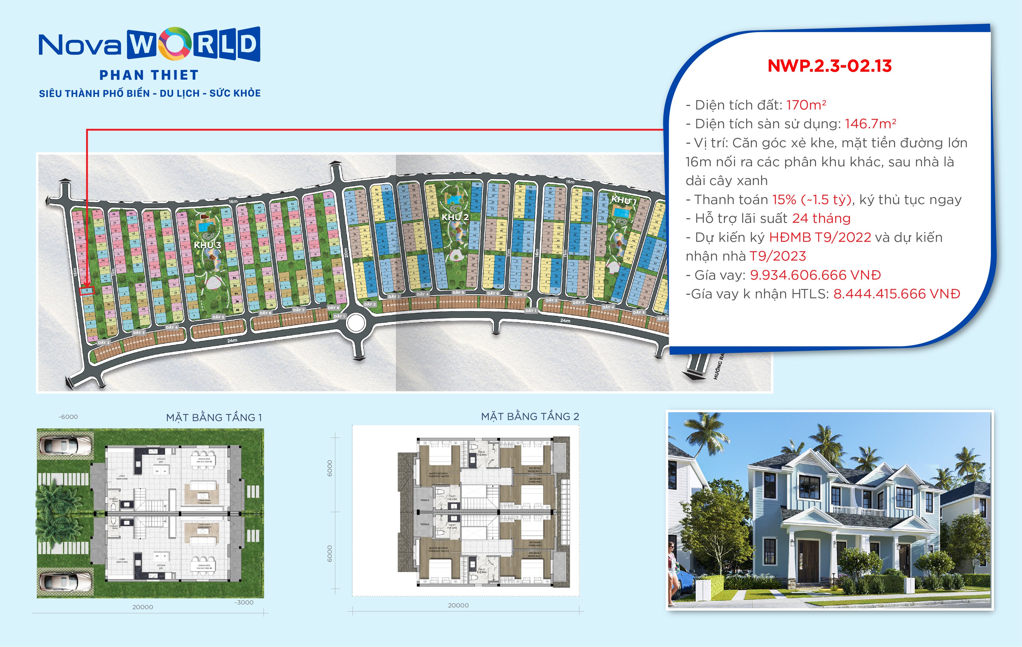 Cần bán Biệt thự dự án NovaWorld Phan Thiết, Diện tích 170m², Giá 8.445 Tỷ - LH: 0913381968